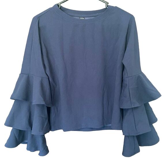 SHEIN Navy Blue Small Polyester Spandex Top Layered Long Sleeves - Picture 1 of 5